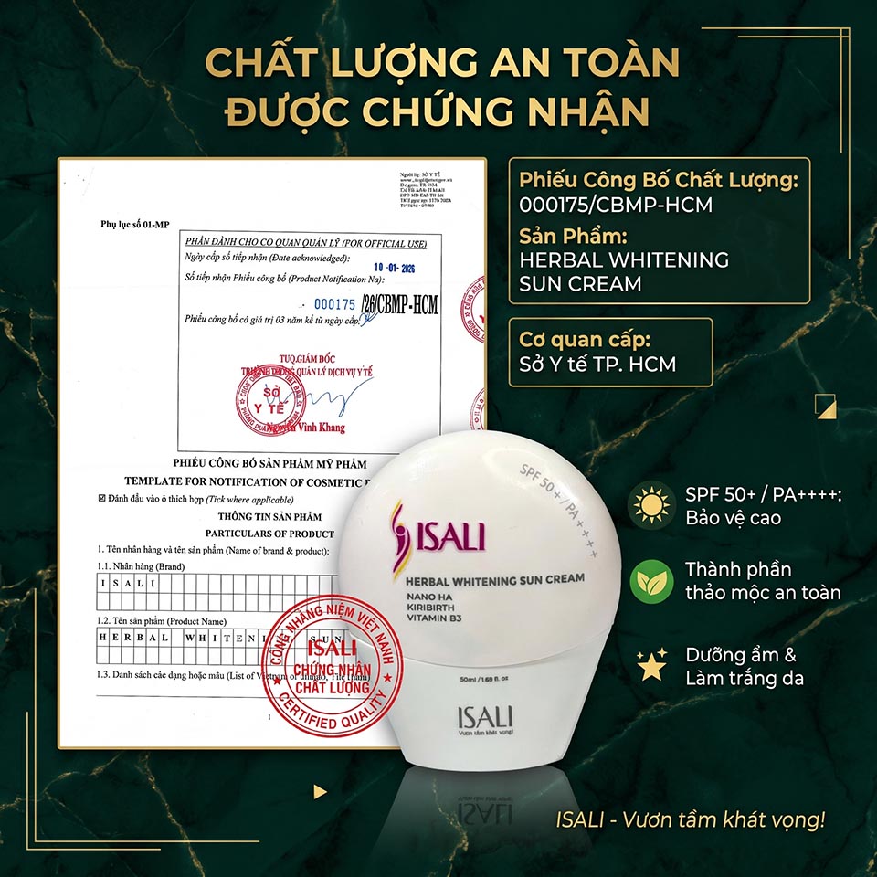 Kem Chống Nắng Thảo Dược Sáng Da ISALI SPF50+/PA+++ Kem Chống Nắng Thảo Dược Sáng Da ISALI SPF50+/PA+++